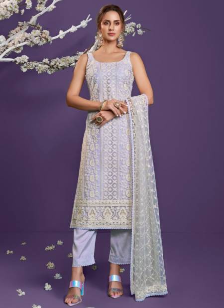 Lavender Colour Lucknowi Vol 1 Alizeh New Latest Designer Party Wear Net Salwar Suit Collection 2023